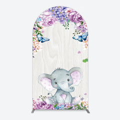 Aperturee - Aperturee Spring Floral Butterfly Baby Elephant Arch Backdrop