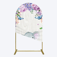 Aperturee - Aperturee Spring Floral Butterfly Baby Elephant Arch Backdrop