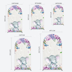 Aperturee - Aperturee Spring Floral Butterfly Baby Elephant Arch Backdrop