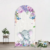 Aperturee - Aperturee Spring Floral Butterfly Baby Elephant Arch Backdrop