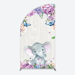 Aperturee - Aperturee Spring Floral Butterfly Baby Elephant Half Moon Arch Backdrop