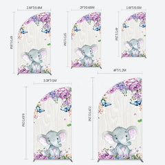 Aperturee - Aperturee Spring Floral Butterfly Baby Elephant Half Moon Arch Backdrop