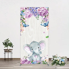 Aperturee - Aperturee Spring Floral Butterfly Baby Elephant Rectangle Backdrop