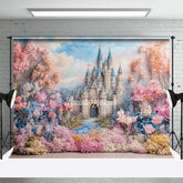 Aperturee - Aperturee Spring Floral Castle Sweet Fine Art Wedding Backdrop