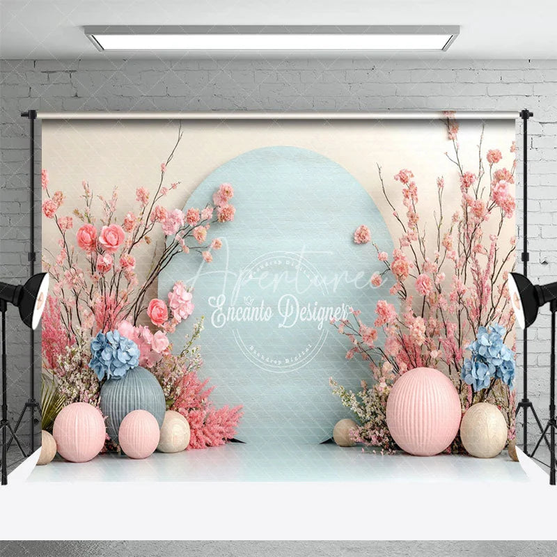 Aperturee - Aperturee Spring Floral Combo Set Backdrop Pink Blue Flowers Photography Background Newborn Baby Shower Photo Prop