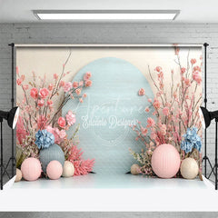 Aperturee - Aperturee Spring Floral Combo Set Backdrop Pink Blue Flowers Photography Background Newborn Baby Shower Photo Prop