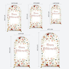 Aperturee - Aperturee Spring Floral Greenery Happy Retirement Arch Backdrop