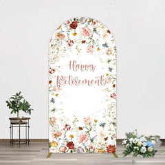 Aperturee - Aperturee Spring Floral Greenery Happy Retirement Arch Backdrop