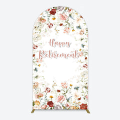 Aperturee - Aperturee Spring Floral Greenery Happy Retirement Arch Backdrop