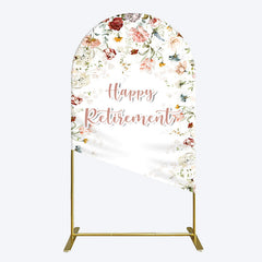 Aperturee - Aperturee Spring Floral Greenery Happy Retirement Arch Backdrop