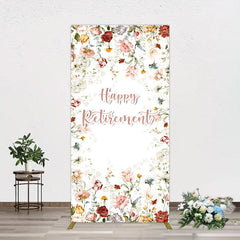Aperturee - Aperturee Spring Floral Greenery Happy Retirement Rectangle Backdrop