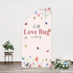 Aperturee - Aperturee Spring Floral Love Bug Baby Shower Half Moon Arch Backdrop