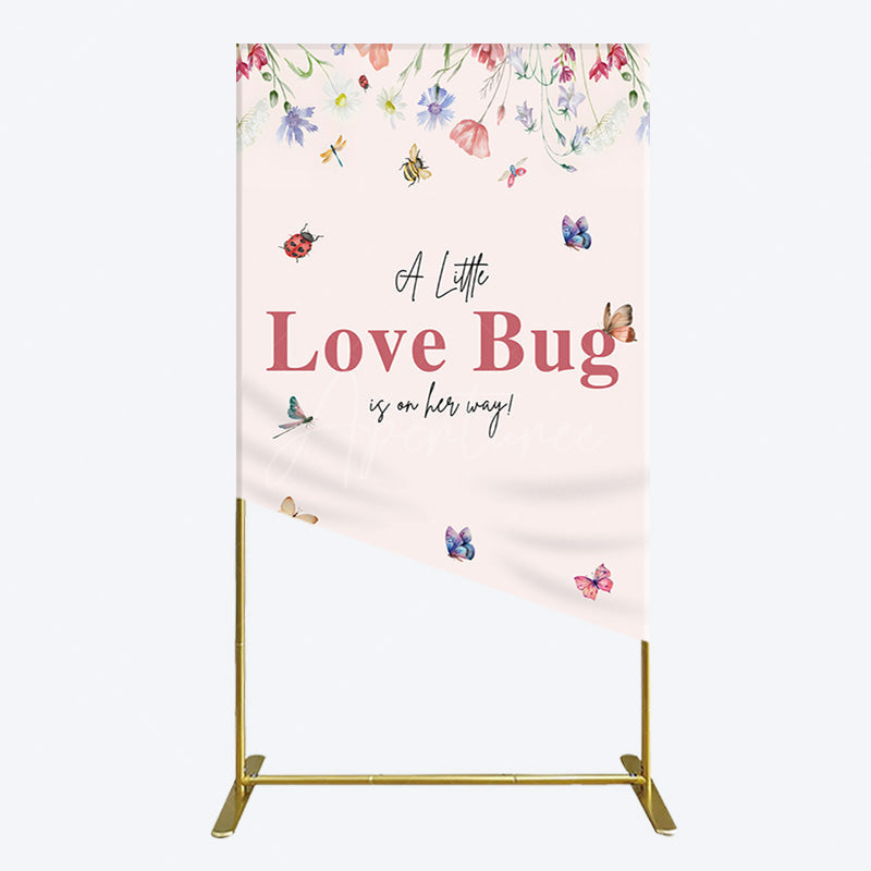 Aperturee - Aperturee Spring Floral Love Bug Baby Shower Rectangle Backdrop