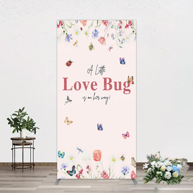 Aperturee - Aperturee Spring Floral Love Bug Baby Shower Rectangle Backdrop