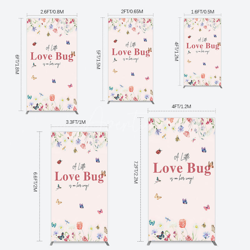 Aperturee - Aperturee Spring Floral Love Bug Baby Shower Rectangle Backdrop
