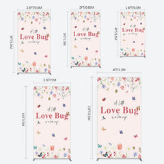 Aperturee - Aperturee Spring Floral Love Bug Baby Shower Rectangle Backdrop