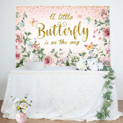 Aperturee - Aperturee Spring Floral Sweet Butterfly Baby Shower Backdrop