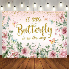 Aperturee - Aperturee Spring Floral Sweet Butterfly Baby Shower Backdrop