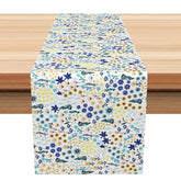 Aperturee - Aperturee Spring Floral Table Runner with Blooming Blue Flowers Elegant Botanical Decor for Kitchen and Dining