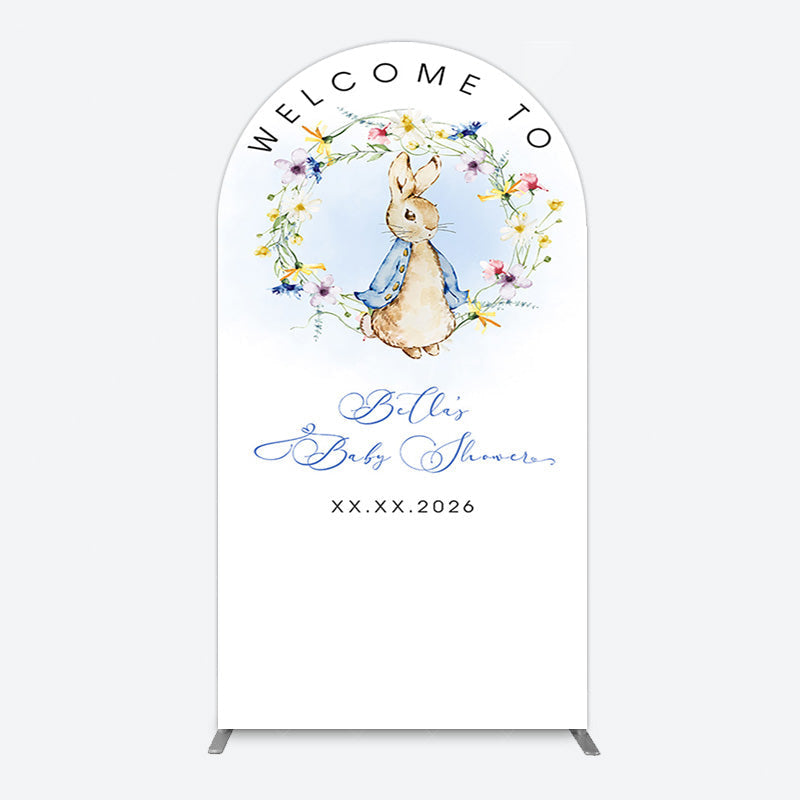 Aperturee - Aperturee Spring Floral Wreath Bunny Baby Shower Arch Backdrop