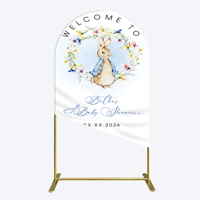 Aperturee - Aperturee Spring Floral Wreath Bunny Baby Shower Arch Backdrop