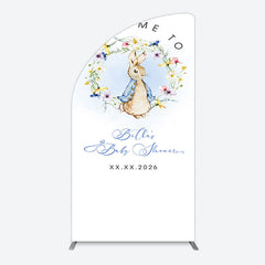Aperturee - Aperturee Spring Floral Wreath Bunny Baby Shower Half Moon Arch Backdrop