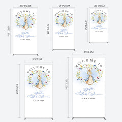 Aperturee - Aperturee Spring Floral Wreath Bunny Baby Shower Rectangle Backdrop