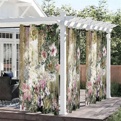 Aperturee - Aperturee Spring Flower Waterproof Printed Outdoor Curtains
