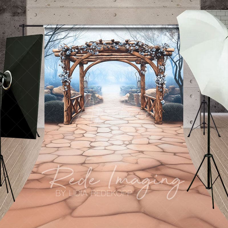 Aperturee - Aperturee Spring Flowers Arch Pavilion Forest Sweep Backdrop