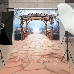 Aperturee - Aperturee Spring Flowers Arch Pavilion Forest Sweep Backdrop