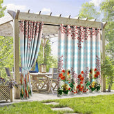 Aperturee - Aperturee Spring Flowers Waterproof Printed Outdoor Curtains