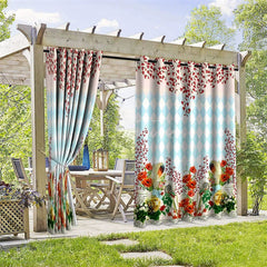 Aperturee - Aperturee Spring Flowers Waterproof Printed Outdoor Curtains