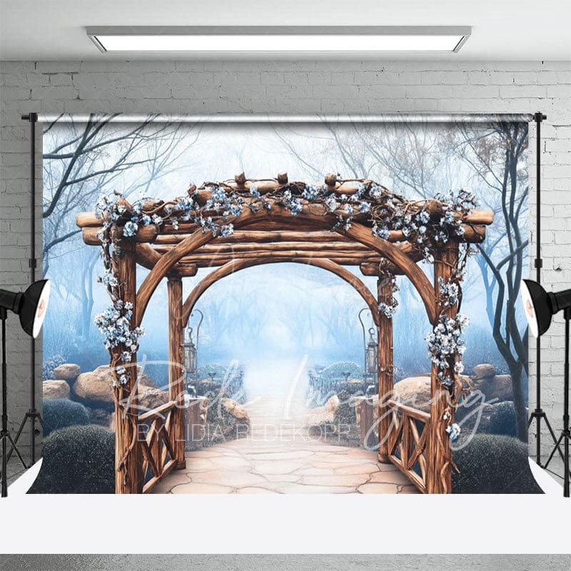 Aperturee - Aperturee Spring Flowers Wood Arch Pavilion Forest Backdrop