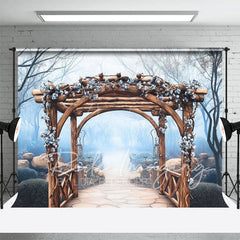 Aperturee - Aperturee Spring Flowers Wood Arch Pavilion Forest Backdrop