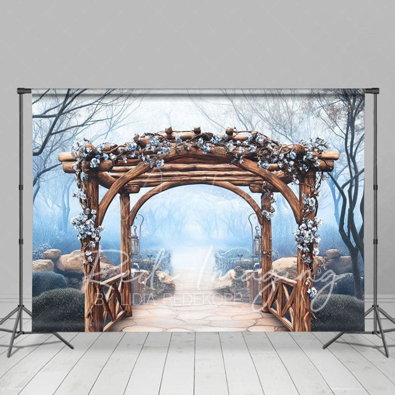 Aperturee - Aperturee Spring Flowers Wood Arch Pavilion Forest Backdrop
