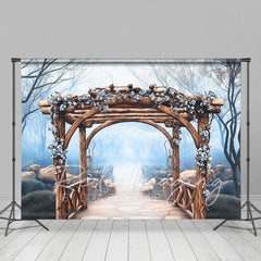 Aperturee - Aperturee Spring Flowers Wood Arch Pavilion Forest Backdrop