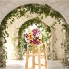 Aperturee - Aperturee Spring Garden Arch Backdrop White Architecture Green Vine Photography Background Wedding Floral Gate Photo Prop