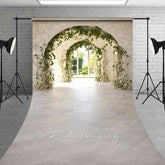 Aperturee - Aperturee Spring Garden Arch Sweep Photo Backdrop White Architecture Green Vine Background Wedding Floral Gate Floor Prop