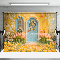 Aperturee - Aperturee Spring Garden Cabin Natural Yellow Tulip Backdrop