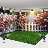 Aperturee - Aperturee Spring Garden Fence Greenery Floral Room Set Backdrop