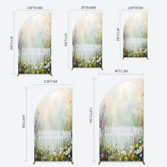 Aperturee - Aperturee Spring Garden Fence Wild Floral Easter Half Moon Arch Bacdrop