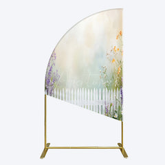 Aperturee - Aperturee Spring Garden Fence Wild Floral Easter Half Moon Arch Bacdrop