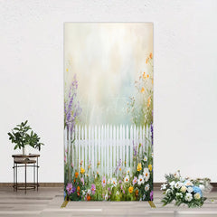 Aperturee - Aperturee Spring Garden Fence Wild Floral Easter Rectangle Bacdrop