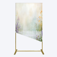 Aperturee - Aperturee Spring Garden Fence Wild Floral Easter Rectangle Bacdrop