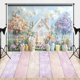 Aperturee - Aperturee Spring Garden Wood Floor Easter Combo Set Backdrop
