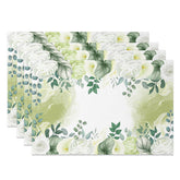 Aperturee - Aperturee Spring Green Leaf Painting Placemats Set of 4 Botanical Watercolor Art for Kitchen Dining Table Decor
