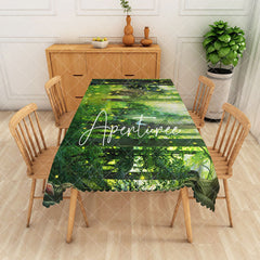 Aperturee - Aperturee Spring Green Magic Forest Rectangular Tablecloth