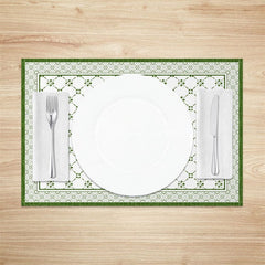 Aperturee - Aperturee Spring Green White Boho Print Set Of 4 Placemats