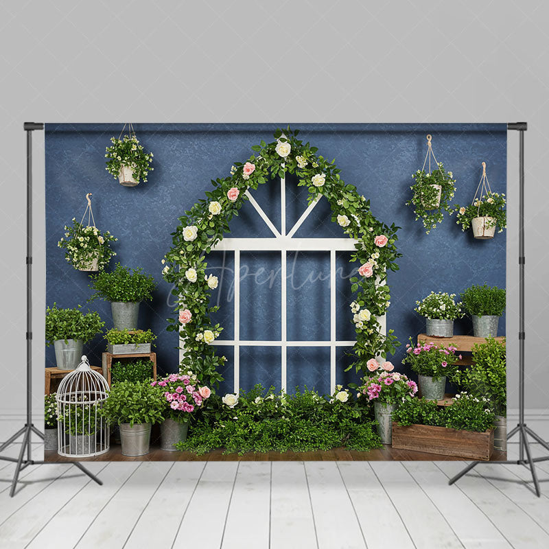 Aperturee - Aperturee Spring Greenery Floral Room Photography Backdrop