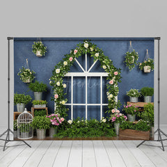 Aperturee - Aperturee Spring Greenery Floral Room Photography Backdrop